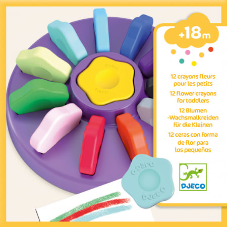 Rechizite - Set 12 Creioane cerate floare, Ergonomice, Djeco