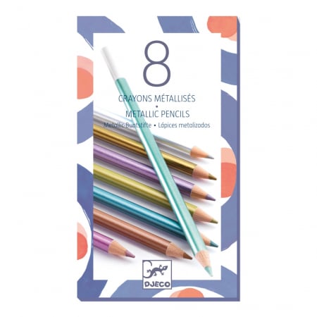 Set 8 Creioane colorate metalice, Djeco [2]