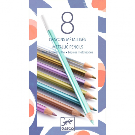 Jucarii - Set 8 Creioane colorate metalice, Djeco