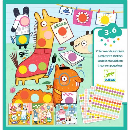 Creative - Joc creativ cu autocolante Buline colorate, Djeco