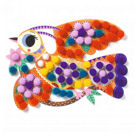 Joc Creativ de Decorat Pasari cu Bilute Mici, Colorate, Djeco [2]