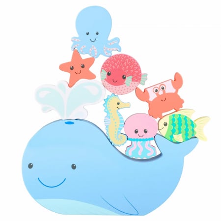 Joc de Echilibru din Lemn cu Balena si Fauna Marina, Orange Tree Toys [3]