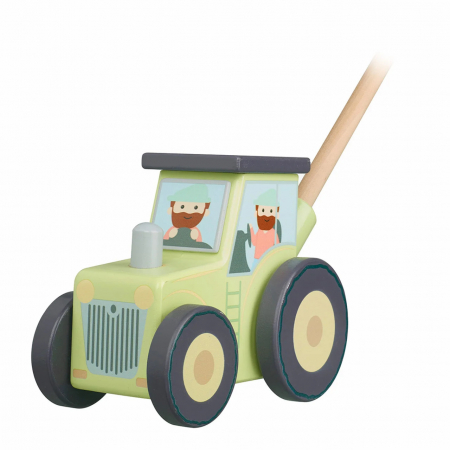 Jucarie de Impins Tractor din Lemn Verde, Orange Tree Toys [3]