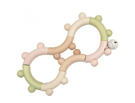 Pentru Bebe - Jucarie Zornaitoare Flexibila Pastel, cu Elastic, din Lemn