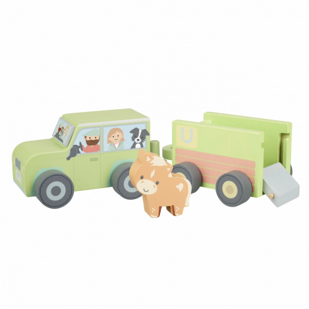 Vehicule - Masina din Lemn cu Remorca pentru Transport Animale de Ferma