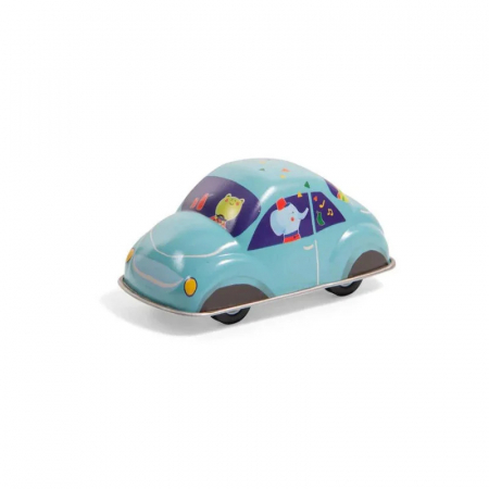 Vehicule - Masinuta Metalica Albastra cu Animale Muzicieni, Moulin Roty