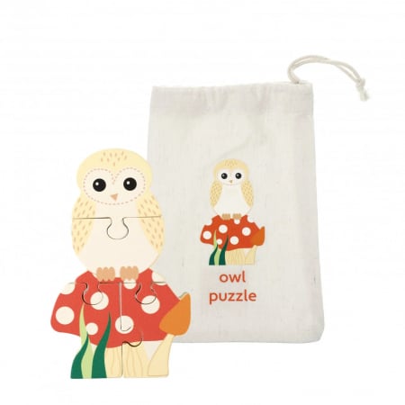 Cadouri - Mini Puzzle din Lemn Bufnita 3D, 4 Piese, 12+ Luni
