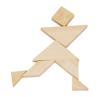 Mini Tangram din Lemn in Cutie Metalica, Usor Portabil [2]