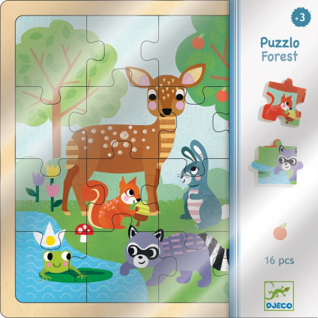 Puzzle din Lemn, Padure cu Animale, 16 Piese [1]