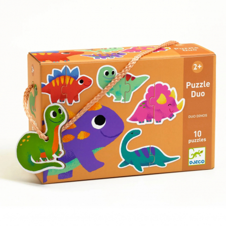Cadouri - Set 10 Puzzle-uri Duo Micii Dinozauri, 2 Piese Fiecare, Djeco