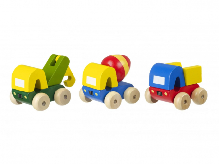 Vehicule - Set 3 Camioane din Lemn Copii Mici 12+ Luni, Viu Colorate
