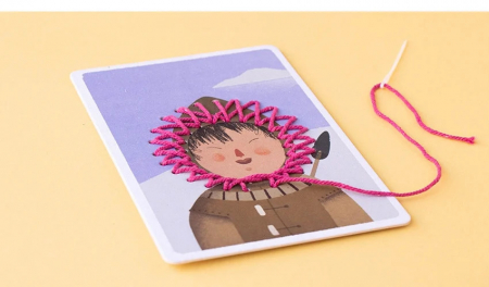 Set de Cusut, 8 Planse Ilustrate, Ac Bont si Ata Colorata, Londji Zig Zag [2]