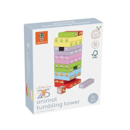 Jucarii din lemn - Turn Instabil cu animale, Orange Tree Toys
