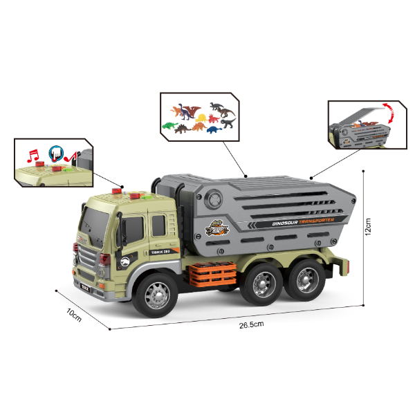 1:16 Camion pentru transortarea dinozaurilor cu fricțiune (lumini /sunete) [4]
