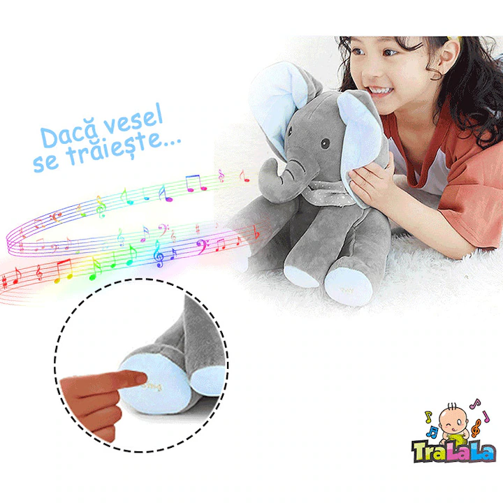 Elefant Cucu Bau in Limba Romana, Jucarie interactiva Peek a Boo, vorbeste si canta "Daca vesel se traieste" [2]