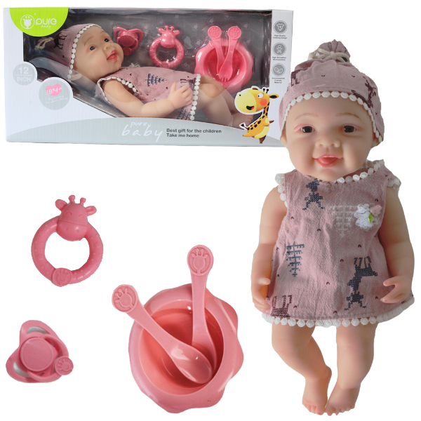 Bebe fetiță în rochiță roz, 30 cm [6]