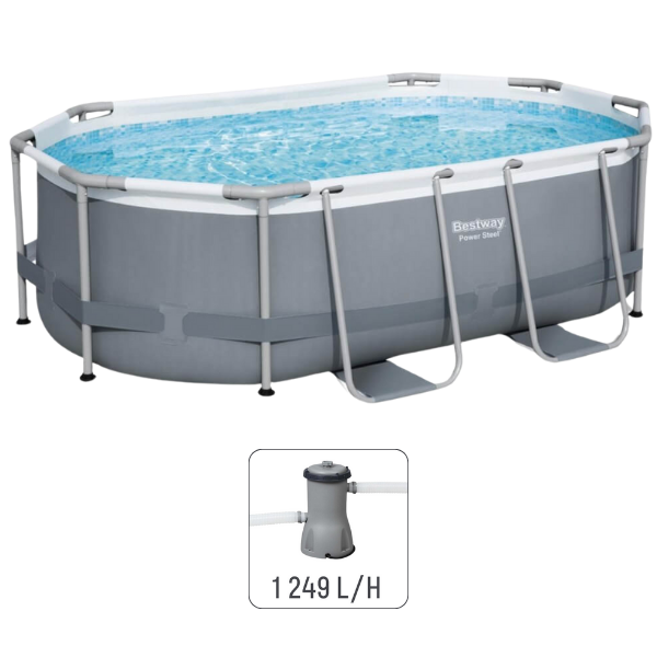Bestway Piscină Power Steel Oval 305x200x84cm, 3668L, carcas metal [8]