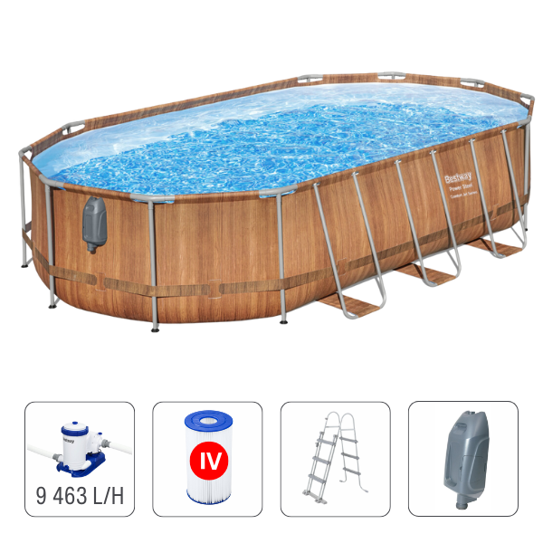 Bestway Piscină Power Steel Oval 610х366х122cm, 20241L, carcas metal [1]