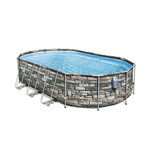 Bestway Piscină Power Steel Oval 610х366х122cm, 20241L, carcas metal [23]