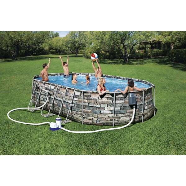 Bestway Piscină Power Steel Oval 610х366х122cm, 20241L, carcas metal [13]
