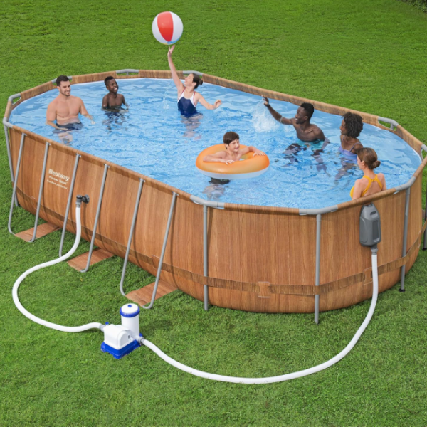 Bestway Piscină Power Steel Oval 610х366х122cm, 20241L, carcas metal [2]