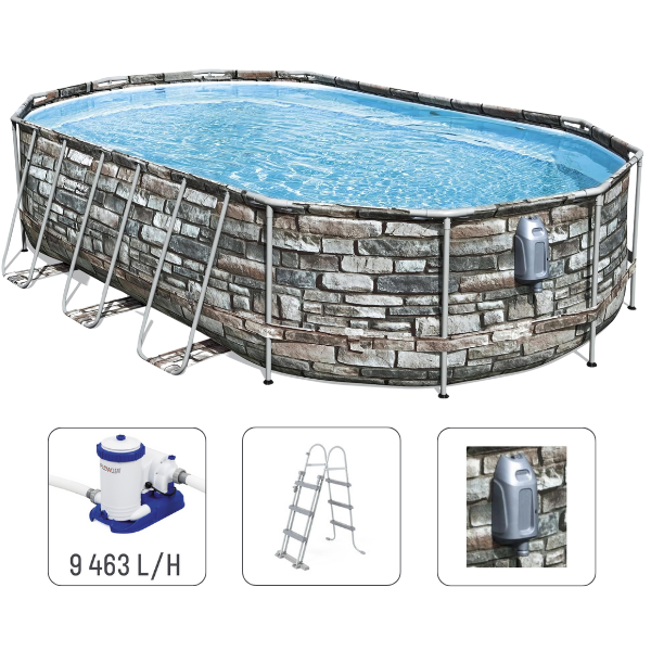Bestway Piscină Power Steel Oval 610х366х122cm, 20241L, carcas metal [12]