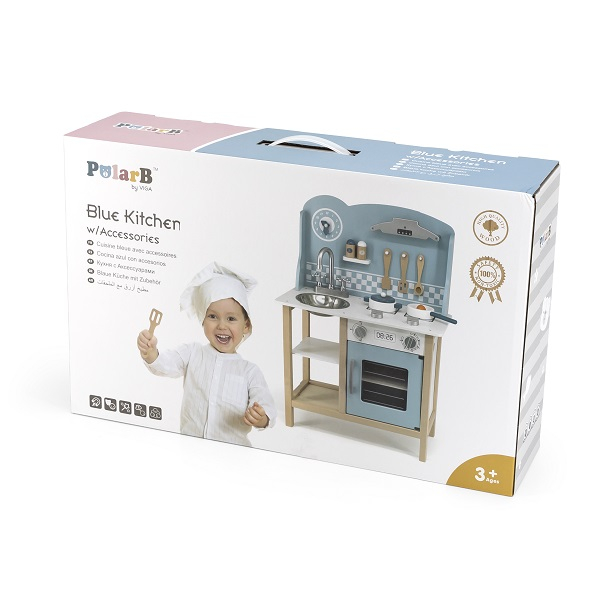 Bucătărie din lemn pentru copii cu accesorii (culoare albastru deschis) [2]