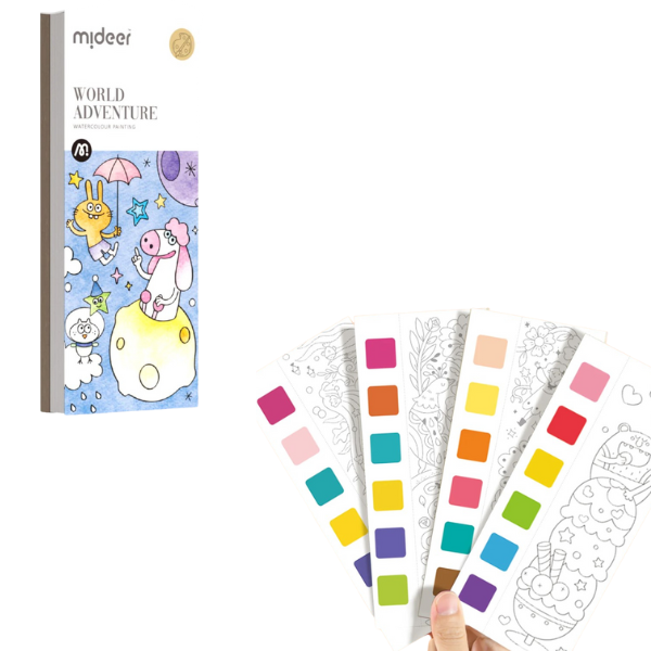 Cartea de colorat cu acuarele inclusă „Aventură în jurul lumii” [1]
