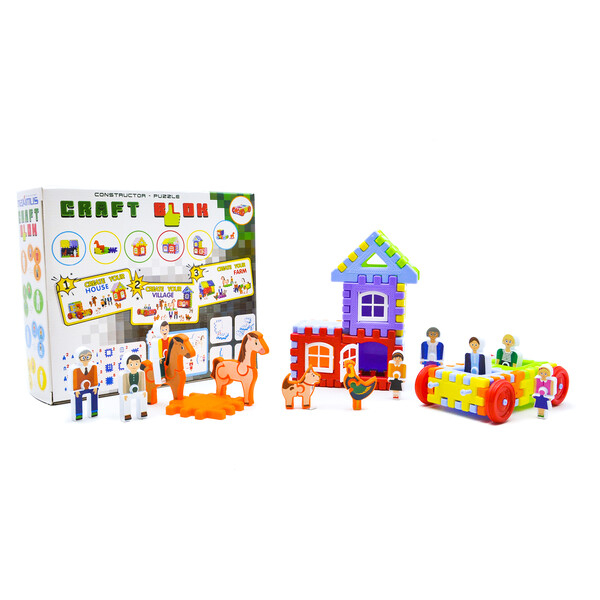 Constructor cu blocuri-kraft și autocolante 77 elem. [4]