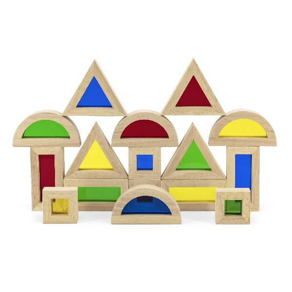 Constructor din lemn cu inserții transparente colorate din 16 elemente [1]