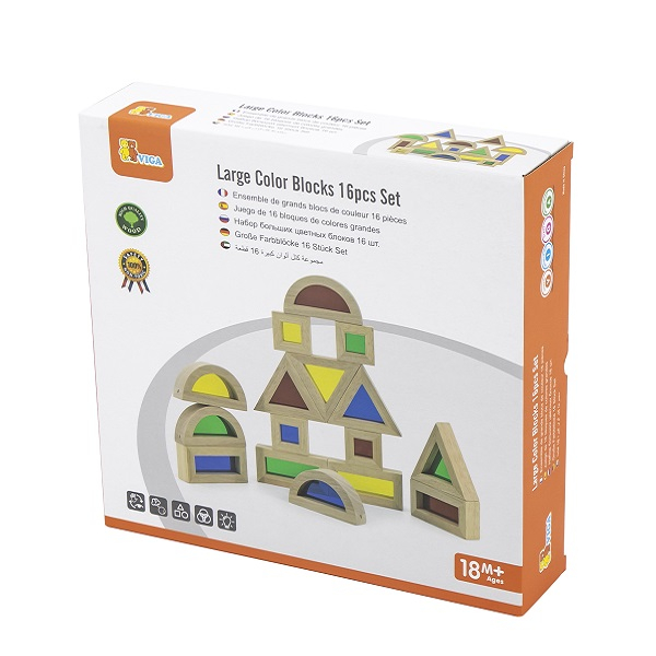 Constructor din lemn cu inserții transparente colorate din 16 elemente [2]