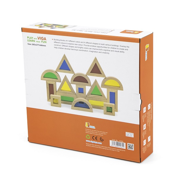 Constructor din lemn cu inserții transparente colorate din 16 elemente [4]
