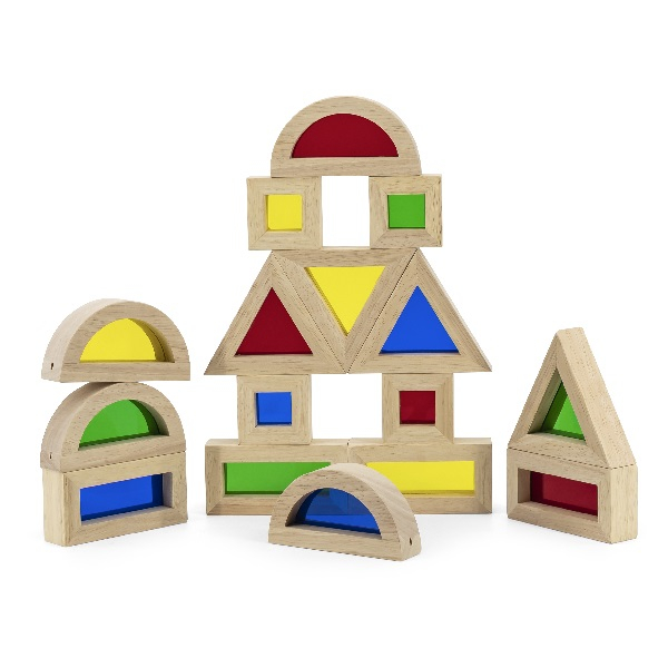 Constructor din lemn cu inserții transparente colorate din 16 elemente [3]