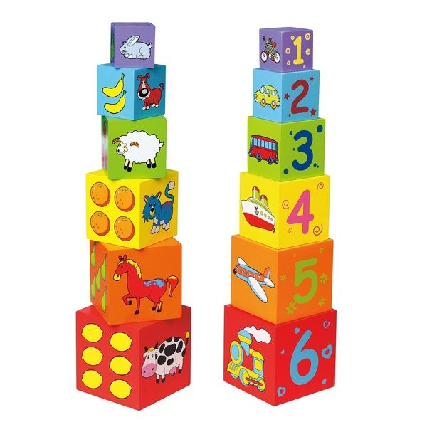 Cuburi multicolore de lemn "Învățăm culorile, cifrele și să numărăm" [1]