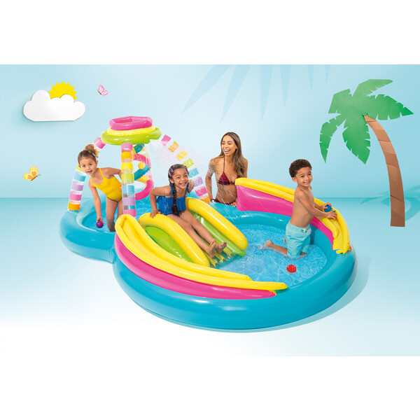 INTEX Centrul de joacă gonflabil “Toboganul curcubeu” 295x191x109 cm, 374 L, până la 81 kg, 2+ [5]