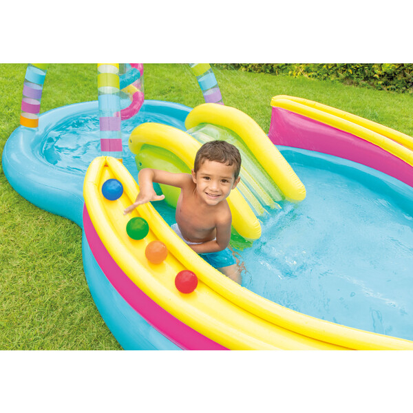 INTEX Centrul de joacă gonflabil “Toboganul curcubeu” 295x191x109 cm, 374 L, până la 81 kg, 2+ [17]