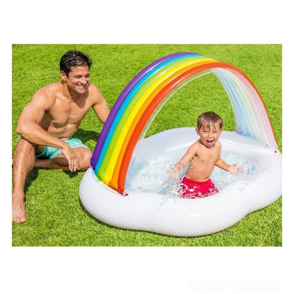 INTEX Piscină gonflabilă pentru copii cu baldachin “Curcubeu” 142x119x84 cm, 82 L, 1-3 ani [2]