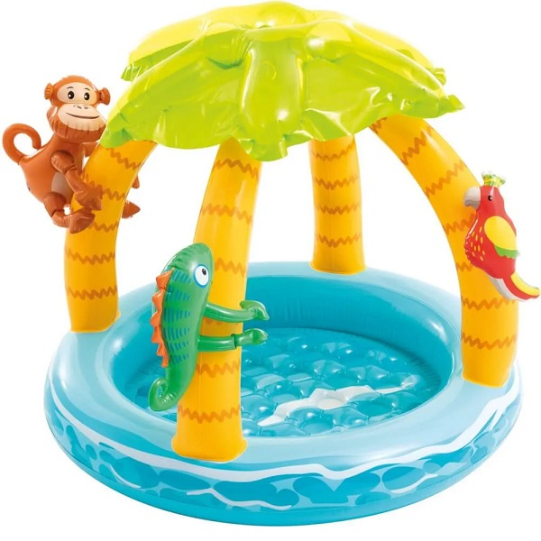 INTEX Piscină gonflabilă pentru copii cu baldachin „Palmierii pe insulă" 102х86 cm, 45 L, 1-3 ani [1]