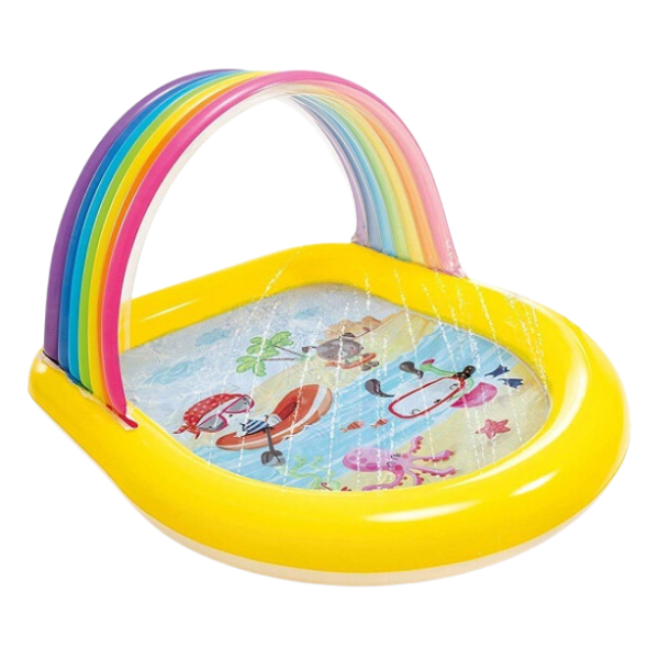 INTEX Piscină gonflabilă pentru copii cu baldachin și jeturi de apă 147x130x86 cm, 84 L, 2+ [1]