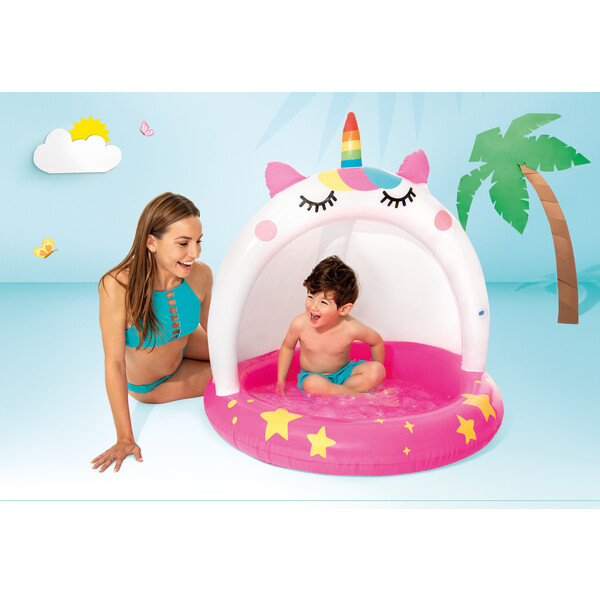 INTEX Piscină gonflabilă pentru copii cu baldachin „Unicorn” 102х102 cm, 45 L,  1-3 ani [5]