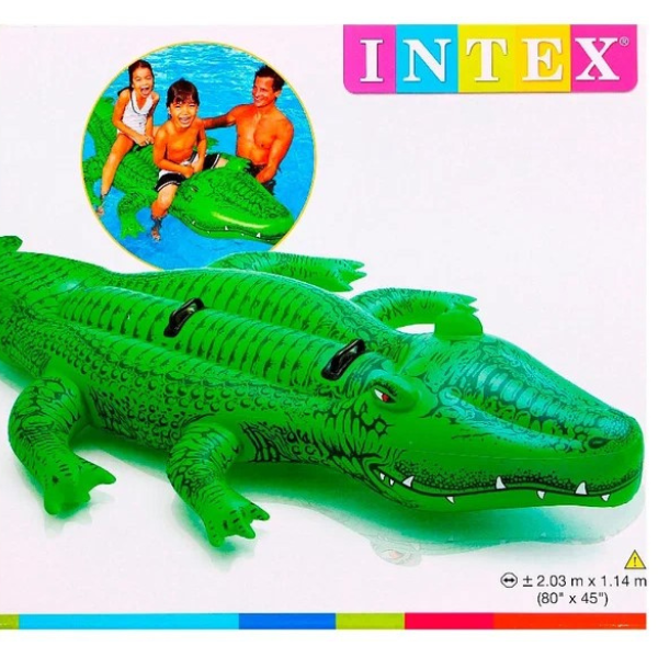 INTEX Plută-saltea gonflabilă "Crocodil gigant" cu mânere, 203x114x25  cm, până la 80 kg, 3+ [4]