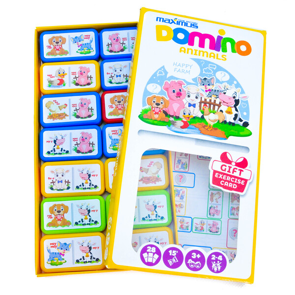 Joc de masă „Domino multicolor cu animale”,  28 dominouri [1]