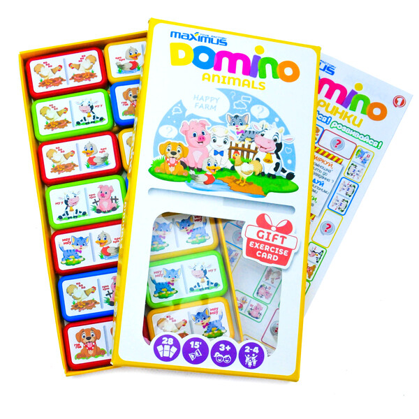 Joc de masă „Domino multicolor cu animale”,  28 dominouri [4]