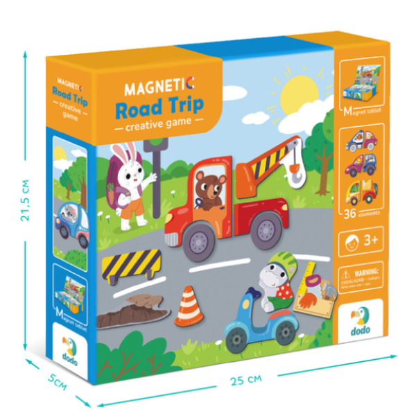 Joc magnetic  "Aventuri pe drum", 1 tablă magnetică, 26 elem. [6]