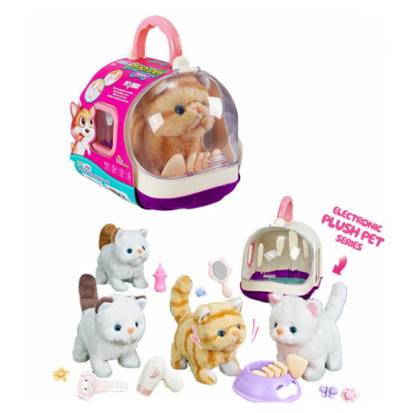 Jucărie interactivă din pluș "Pisicuță în geantă de transport cu accesorii", (as.) [6]