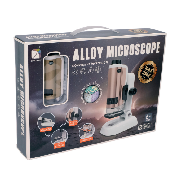 Microscop cu un set mare de accesorii, albastru și auriu [3]