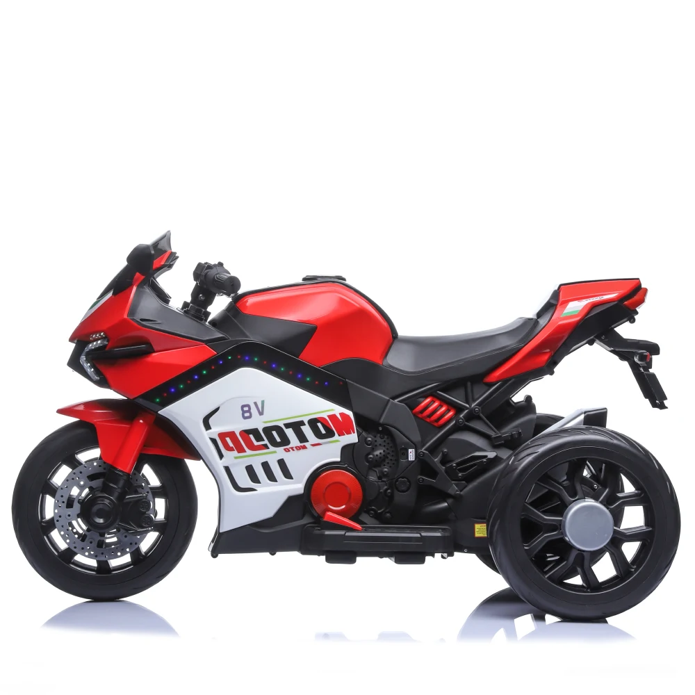 Motocicletă electrică pentru copii cu parbriz iluminat LED, roșie (45675) [2]