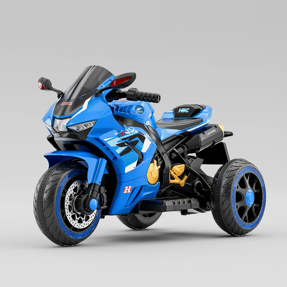 Motocicletă electrică pentru copii cu telecomandă, albastră (78186) [2]