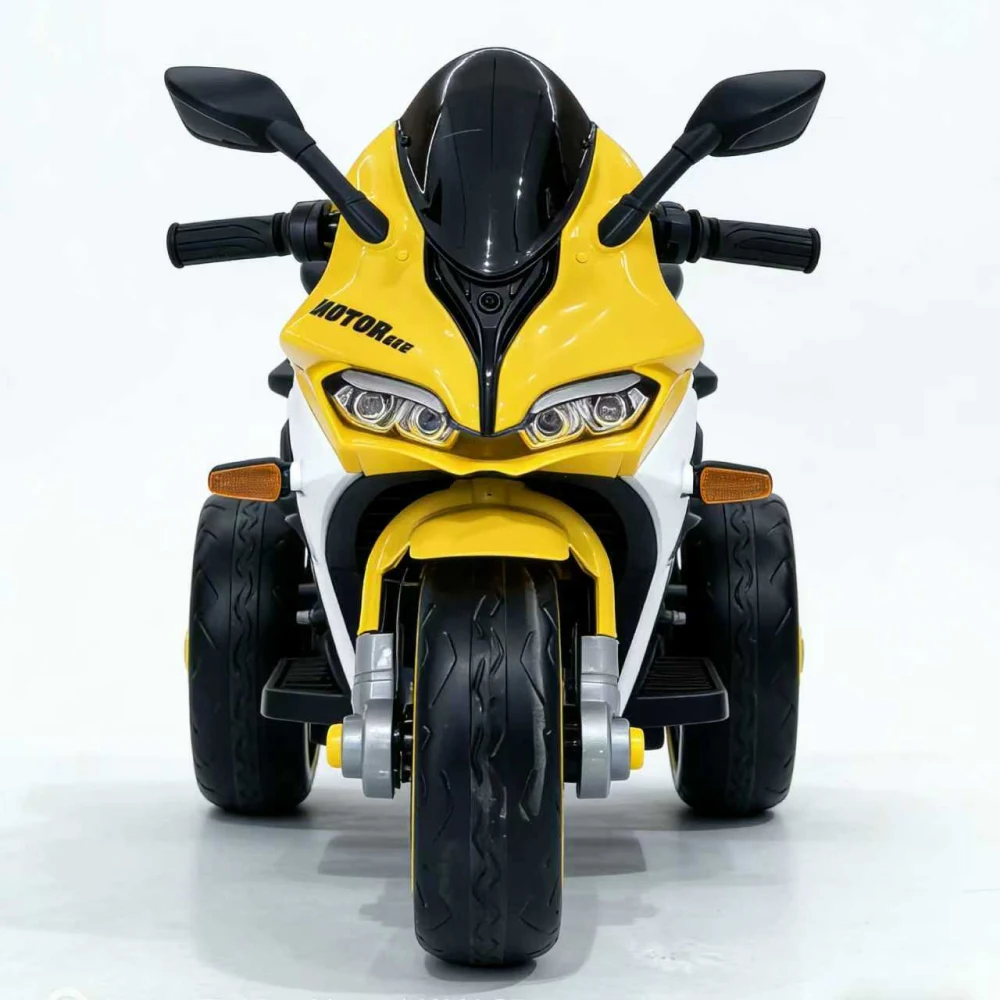 Motocicletă electrică pentru copii cu telecomandă, galbenă (82963) [3]
