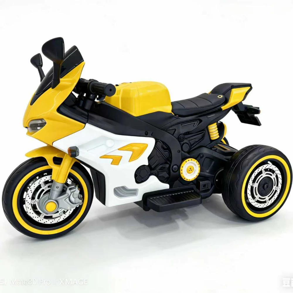 Motocicletă electrică pentru copii cu telecomandă, galbenă (82963) [2]